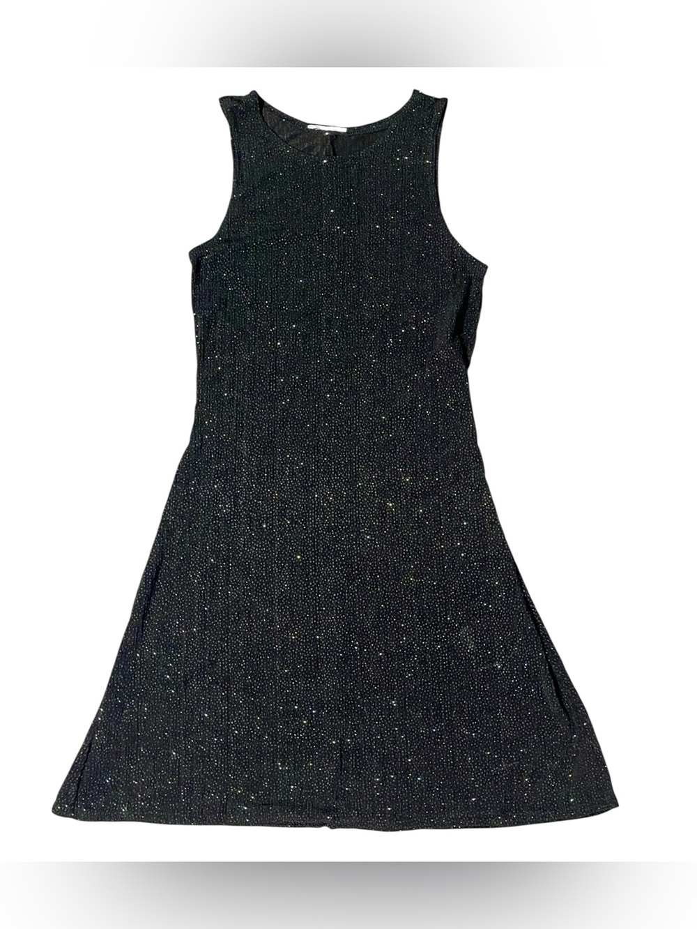 Vintage Y2K Little Black Sparkle Dress Sz XS Slinky Glitter Formal Wedding Guest